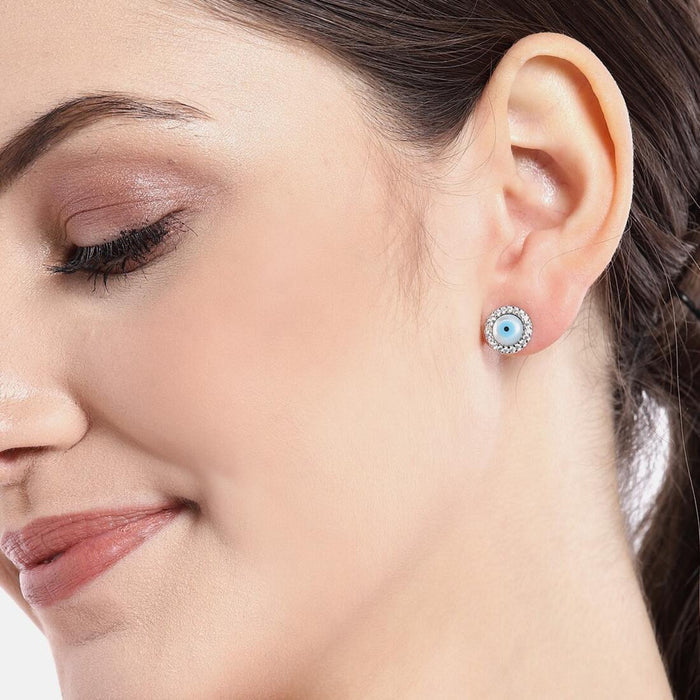 Turkish Evil Eye Stone 925 Silver Earrings