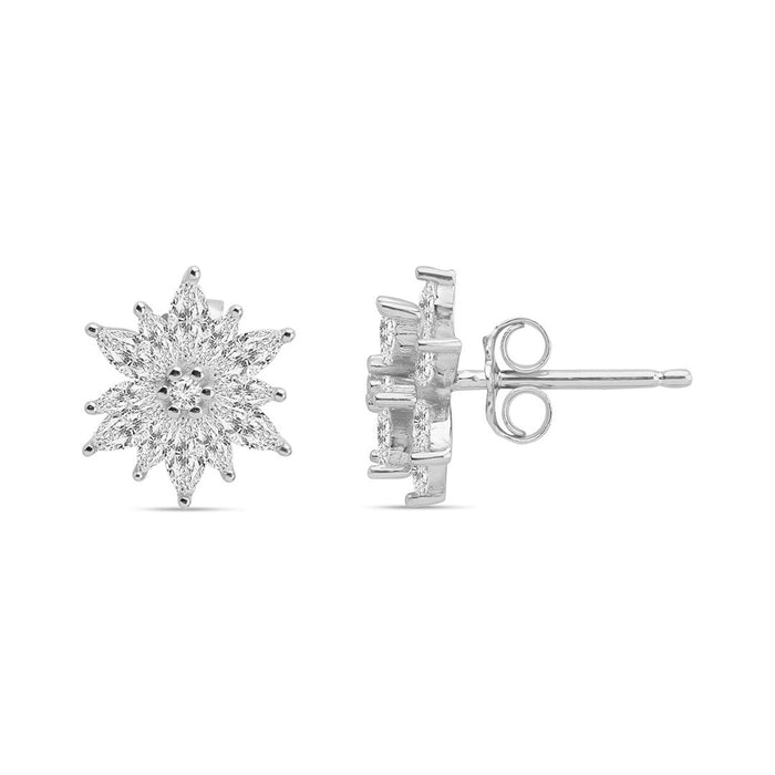 Twilight Sparkle Rhodium Plated 925 Sterling Silver Star Earrings