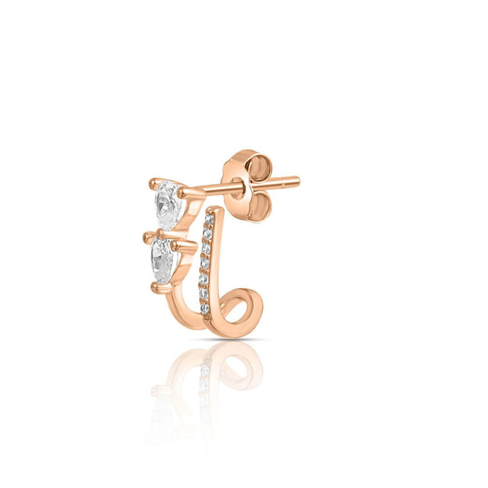 Twin Hearts Rose Gold Plated 925 Sterling Silver Earrings
