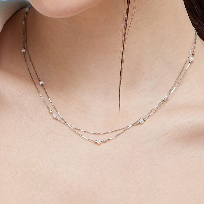 Twin Rivers Pearl Silver 925 Silver Necklace