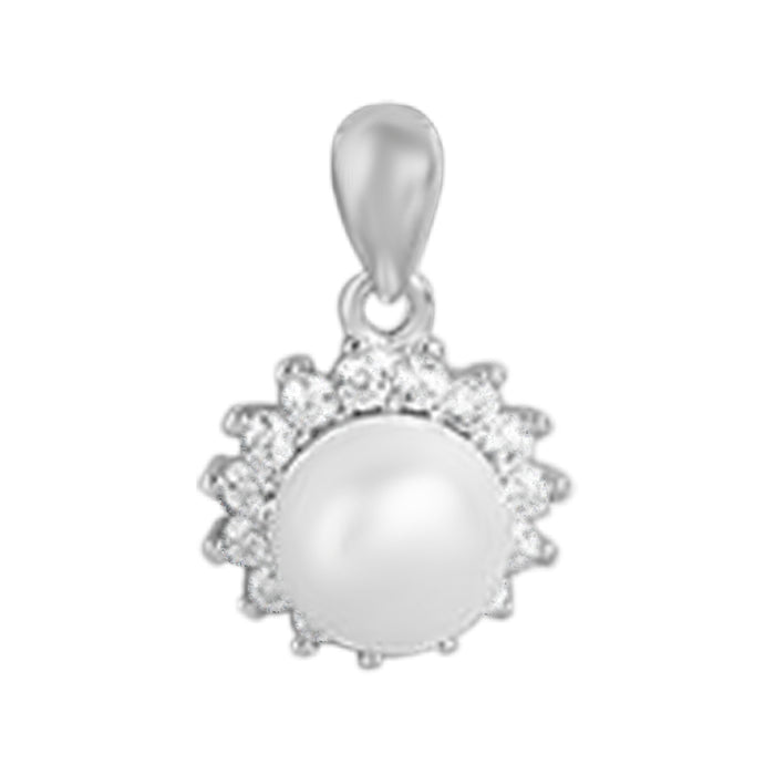 Twinkling Grace: Cubic Zirconia Rhodium Plated 925 Sterling Silver Pendent with Chain