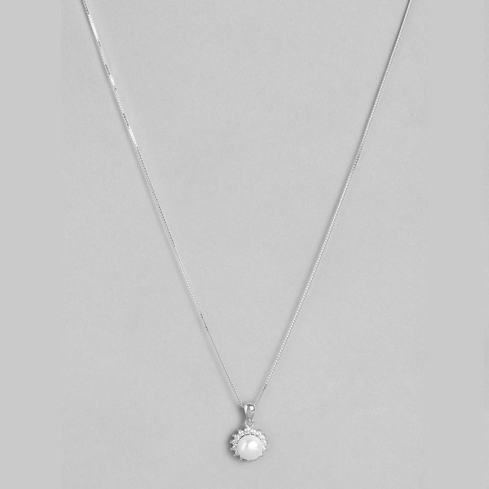 Twinkling Grace: Cubic Zirconia Rhodium Plated 925 Sterling Silver Pendent with Chain