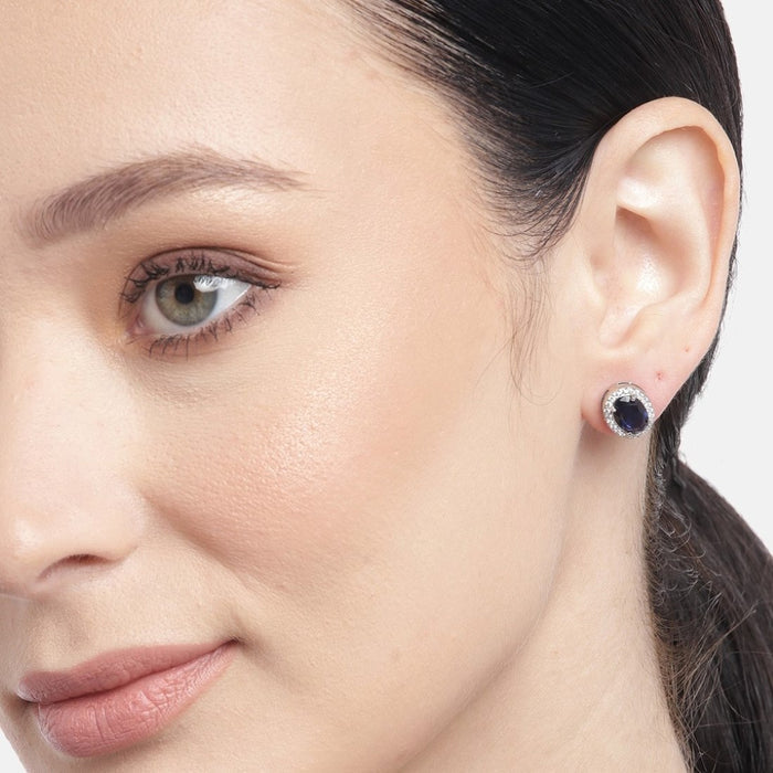 Twinkling Stardust CZ 925 Sterling Silver Rhodium Plated Earrings