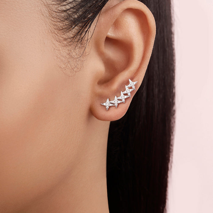 Twinkling Stars Rhodium Plated 925 Sterling Silver Earrings