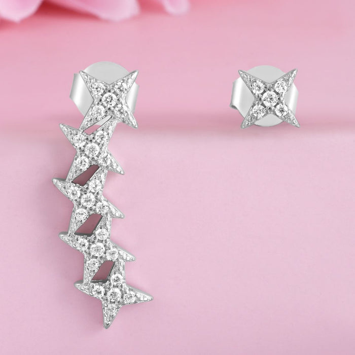 Twinkling Stars Rhodium Plated 925 Sterling Silver Earrings
