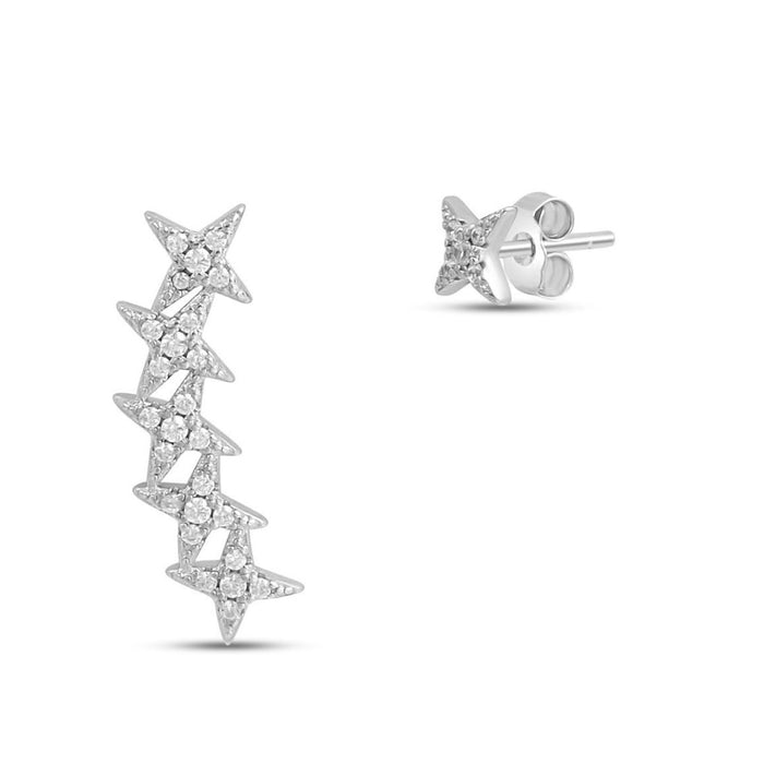 Twinkling Stars Rhodium Plated 925 Sterling Silver Earrings