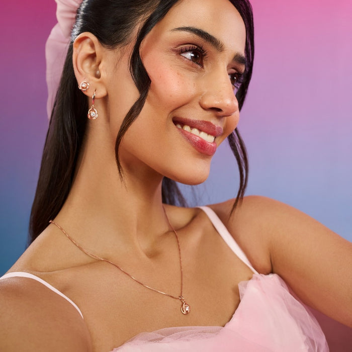 Twirl Radiance Rose Gold Plated 925 Sterling Silver Jewellery Set