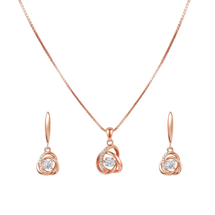 Twirl Radiance Rose Gold Plated 925 Sterling Silver Jewellery Set