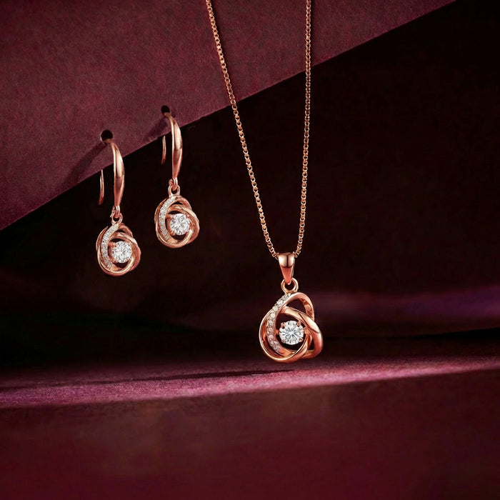 Twirl Radiance Rose Gold Plated 925 Sterling Silver Jewellery Set