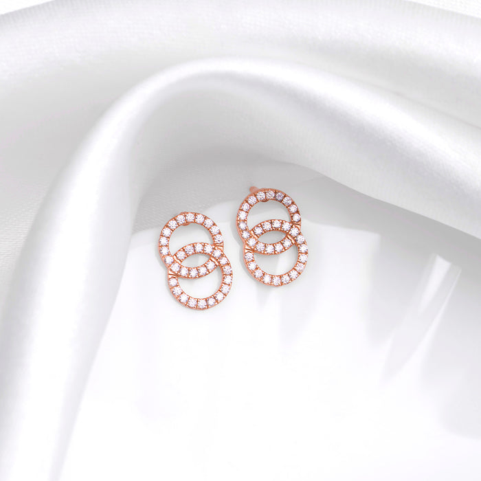 Twirling Circles Rose Gold Plated 925 Sterling Silver Earrings