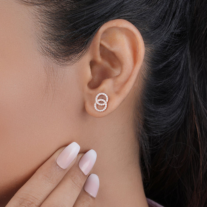 Twirling Circles Rose Gold Plated 925 Sterling Silver Earrings