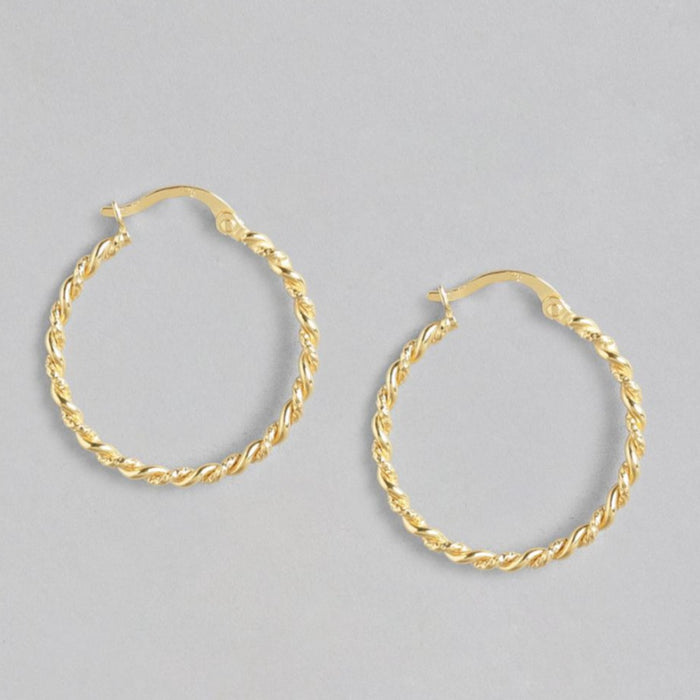 Twisted Gold Plated 925 Sterling Silver Hoops