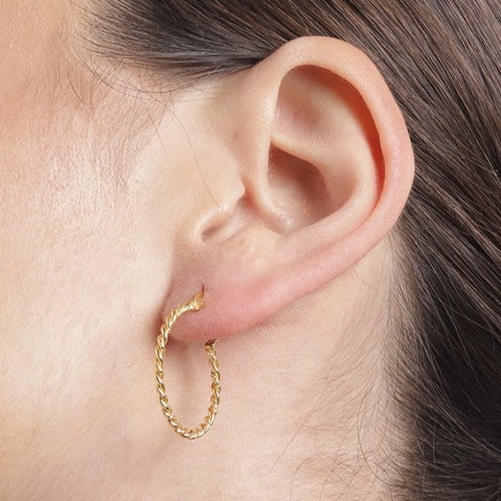 Twisted Gold Plated 925 Sterling Silver Hoops