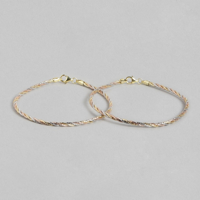 Twisted Triple Toned 925 Sterling Silver Anklet