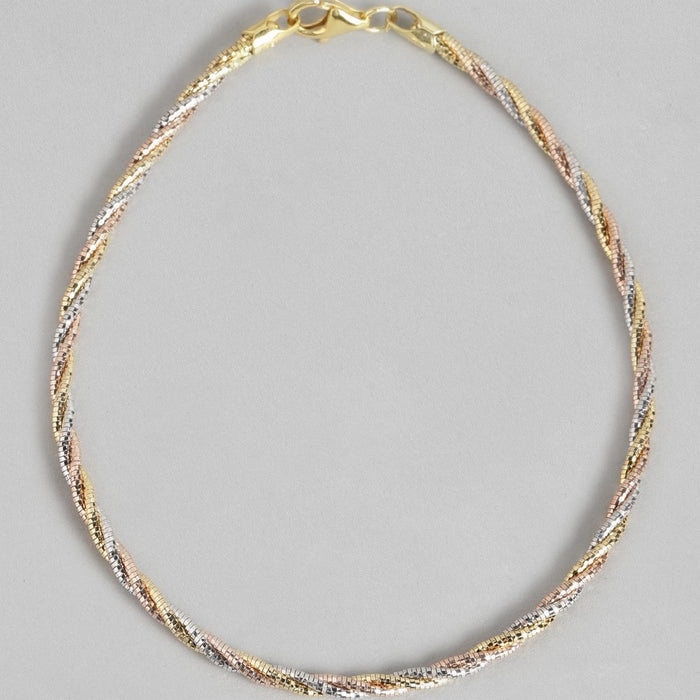 Twisted Triple Toned 925 Sterling Silver Anklet
