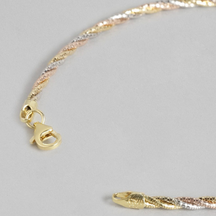 Twisted Triple Toned 925 Sterling Silver Anklet