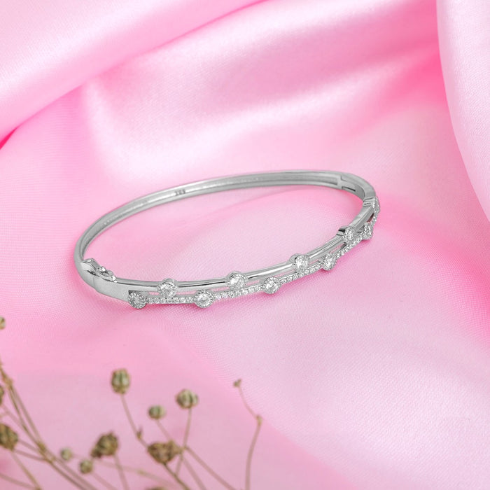 Two Layered CZ Studded 925 Sterling Silver Bracelet