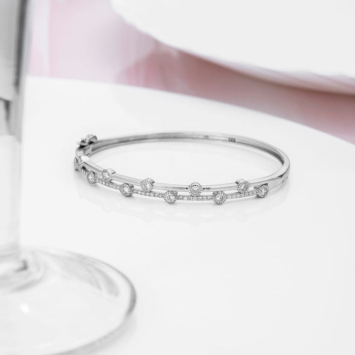 Two Layered CZ Studded 925 Sterling Silver Bracelet