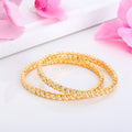 Two-Line CZ Dance Gold-Plated 925 Sterling Silver Bangle