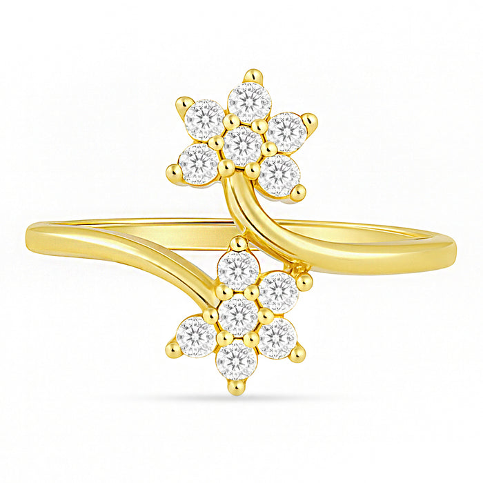 Two Souls in Bloom Gold Plated Ring (Adjustable)