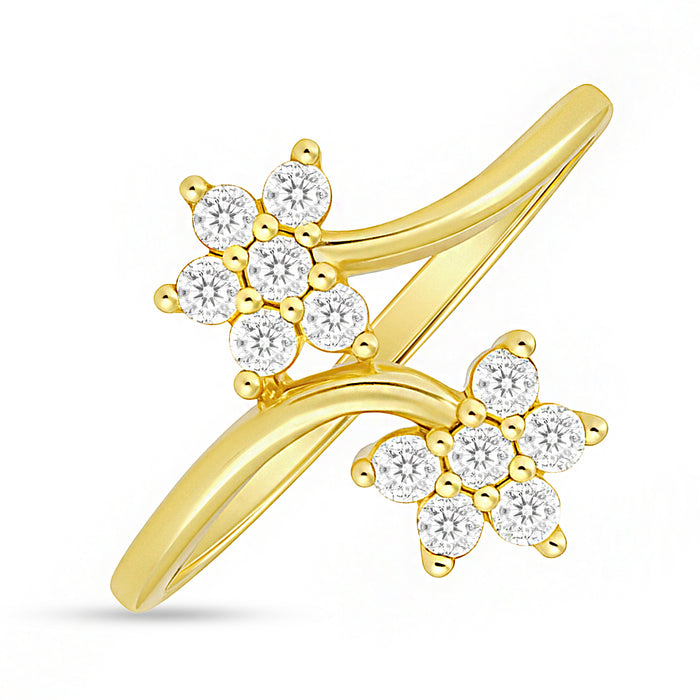 Two Souls in Bloom Gold Plated Ring (Adjustable)