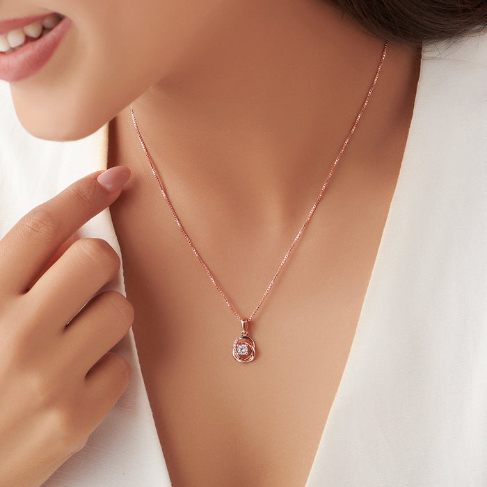Universal Embrace Rose Gold 925 Silver Necklace with Chain Gift Hamper