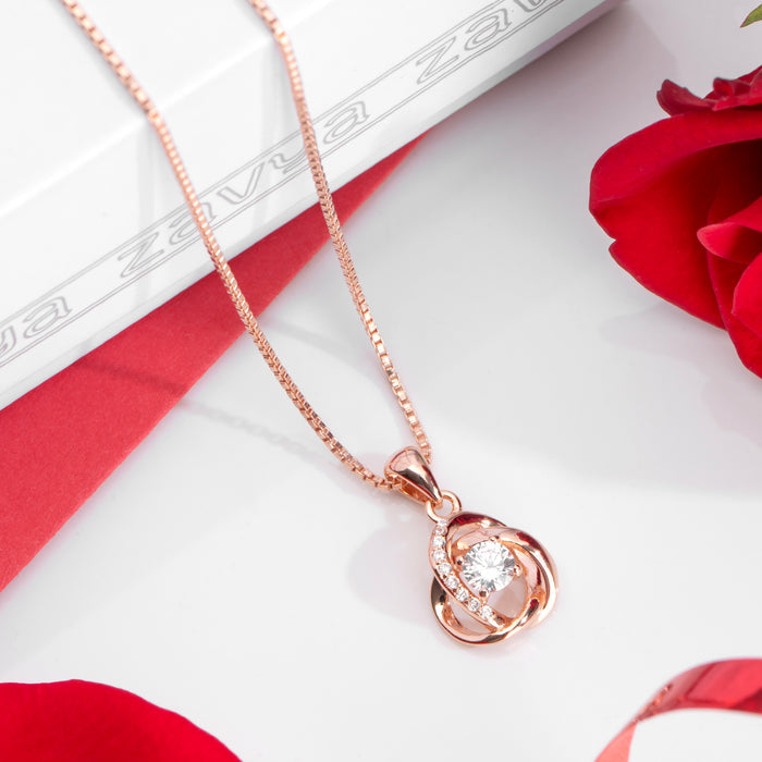 925 Sterling Silver Universal Embrace Rose Gold 925 Silver Necklace with Chain for Women – Zavya