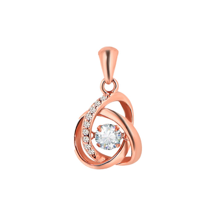 Rose gold 925 Sterling Silver necklace pendant for women featuring a sparkling center stone and crystals – Zavya