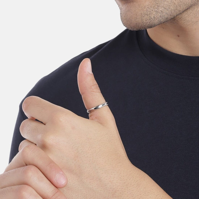 Unwavering Strength 925 Sterling Silver Rhodium-Plated Ring for Him (Adjustable)