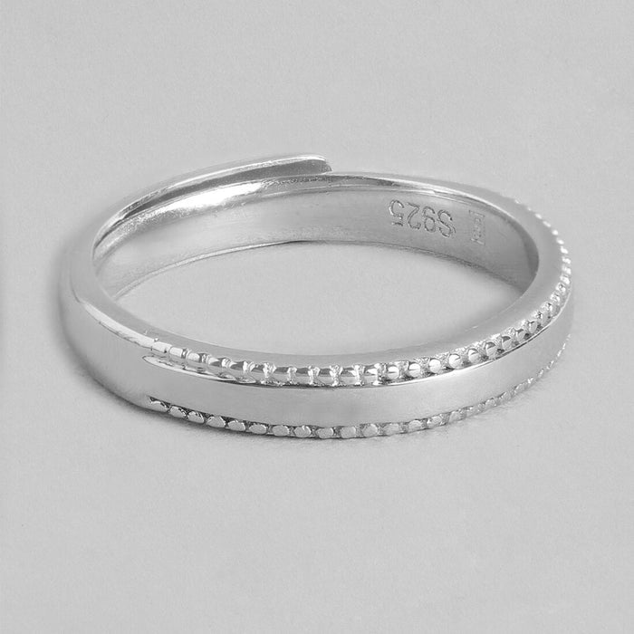 Unwavering Strength 925 Sterling Silver Rhodium-Plated Ring for Him (Adjustable)