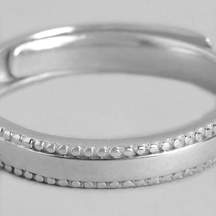 Unwavering Strength 925 Sterling Silver Rhodium-Plated Ring for Him (Adjustable)