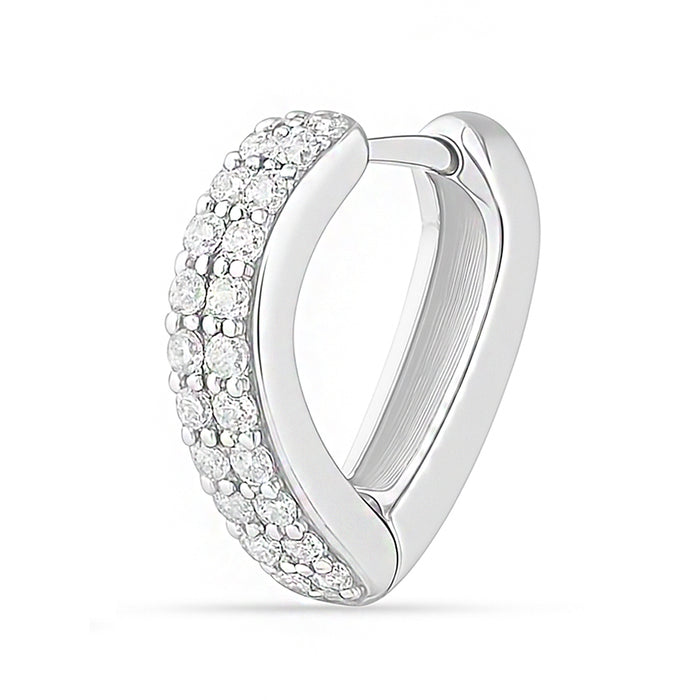 V-Edge Pavé Hug - Rhodium-Plated 925 Silver Huggie Earrings