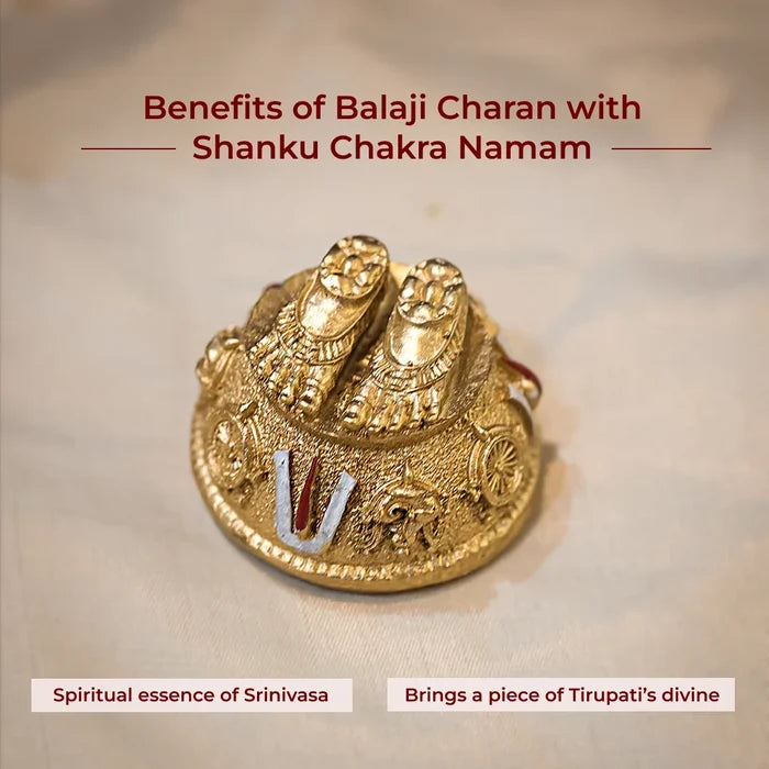 Venkateshwar/Balaji Charan with Shanku Chakra Namam – Gold Plated - view 3