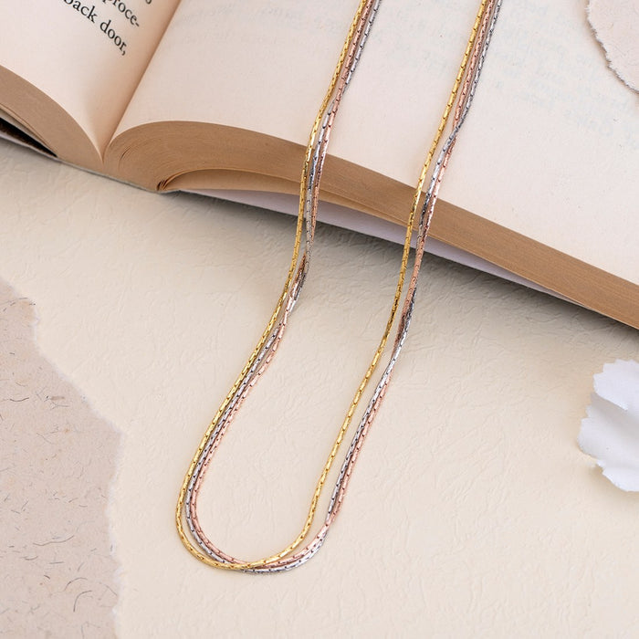 Versatile Triad Adjustable Triple Tone 925 Sterling Silver Chain