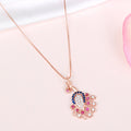 Vibrant Peacock CZ Rose Gold-Plated 925 Sterling Silver Pendant