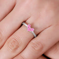 Vibrant Pink Heart Rhodium Plated 925 Silver Women Ring (Adjustable)