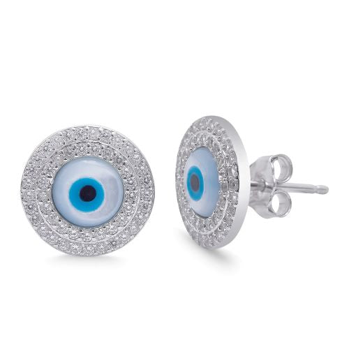 Ward Against Envy 925 Sterling Silver Rhodium-Plated Evil Eye Earring
