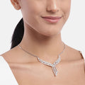 Waterfall Cubic Zirconia Rhodium Plated 925 Silver Necklace