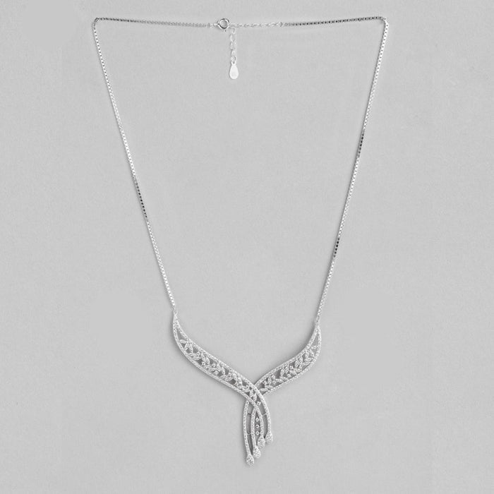Waterfall Cubic Zirconia Rhodium Plated 925 Silver Necklace