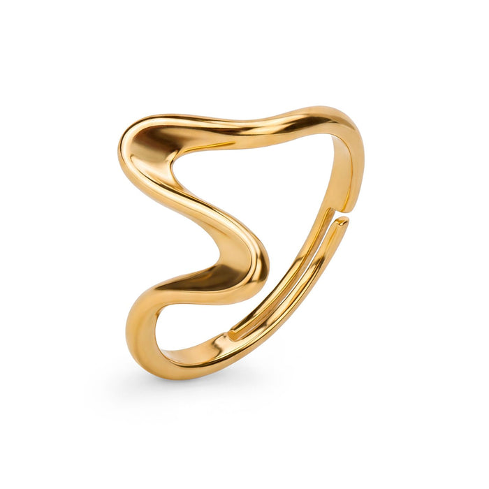 Wave Form Gold Plated 925 Sterling Silver Adjustable Women Ring