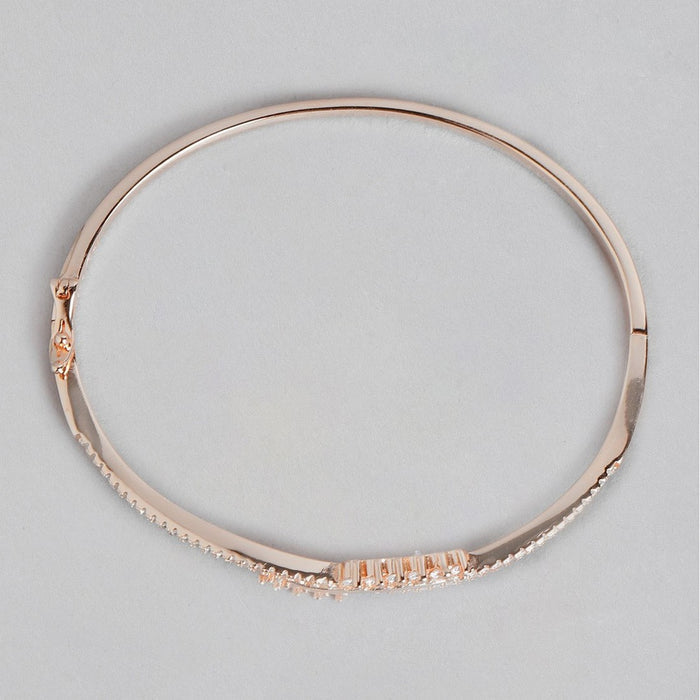 Wave Line CZ Rose Gold Plated 925 Sterling Silver Kada Bracelet