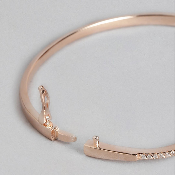 Wave Line CZ Rose Gold Plated 925 Sterling Silver Kada Bracelet