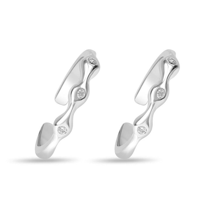 Wavy Rhodium Plated 925 Sterling Silver Toering