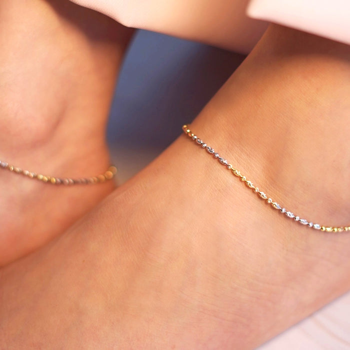 925 Sterling Silver Weave Triple Tone Plated 925 Sterling Silver Chain Anklet for Women – Zavya