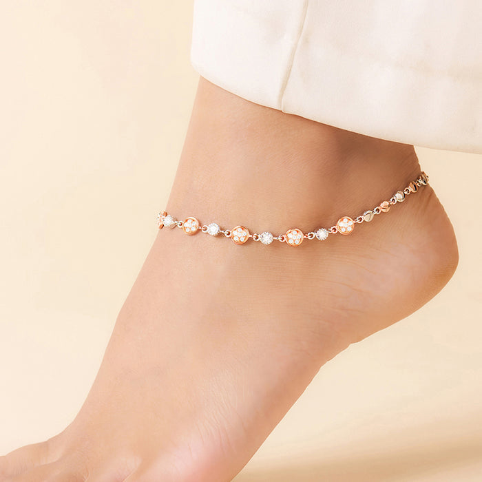 When Silver Met Rose Dual Plated Anklet