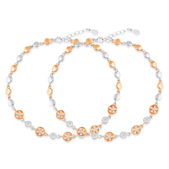 When Silver Met Rose Dual Plated Anklet