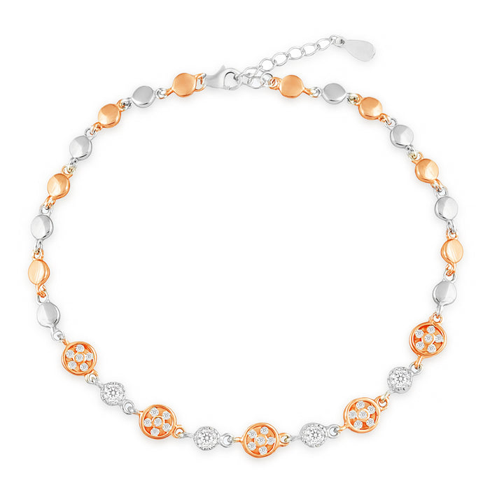 When Silver Met Rose Dual Plated Anklet