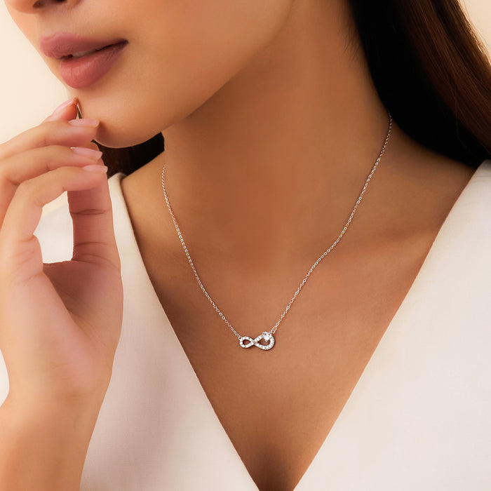 Where Our Love Grows Infinity Rhodium Plated 925 Silver Necklace