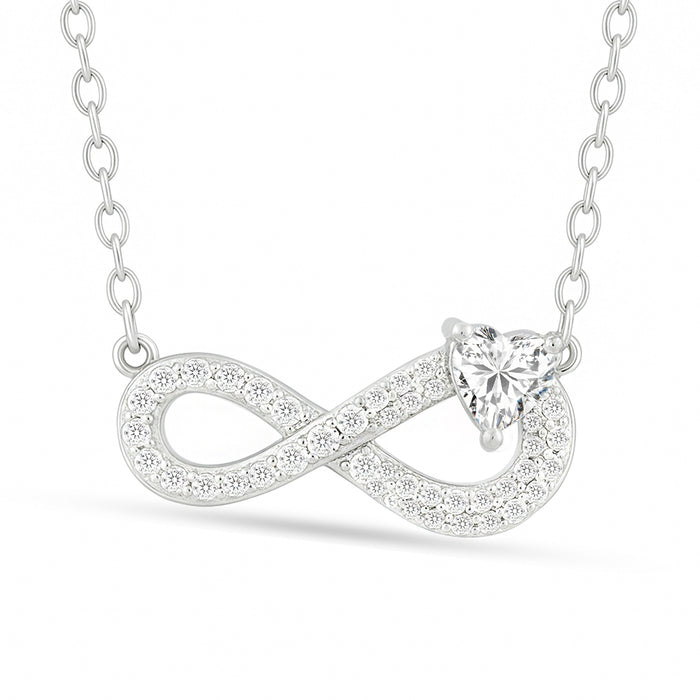 Where Our Love Grows Infinity Rhodium Plated 925 Silver Necklace