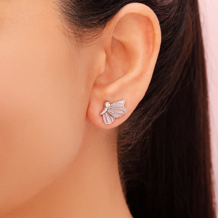 Whimsical Butterfly Rhodium Plated 925 Sterling Silver Earrings